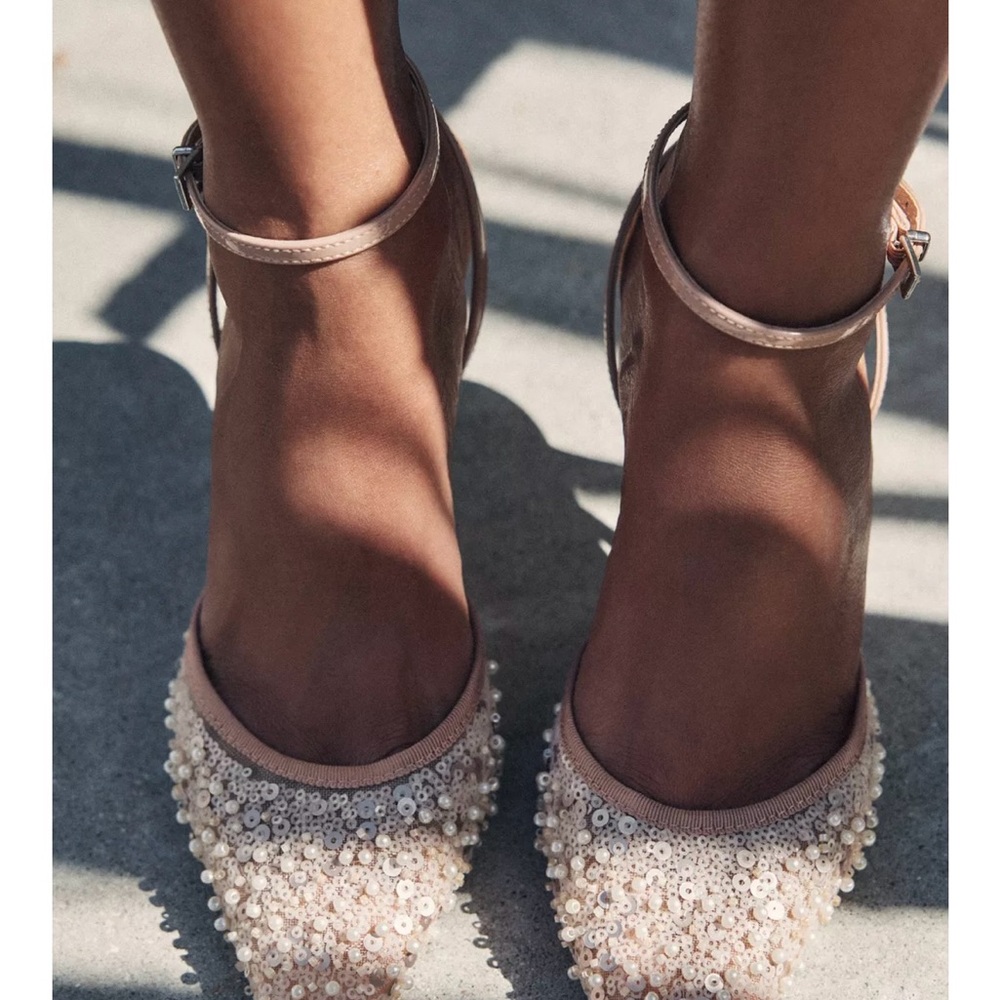 GLITTER MESH SLINGBACK HEELS